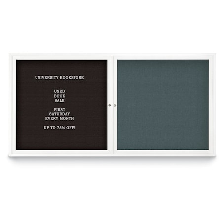 United Visual Products Corkboard, Single Door, Radius Frame, 18x24", Black/Surf UV7000-BLACK-SURF
